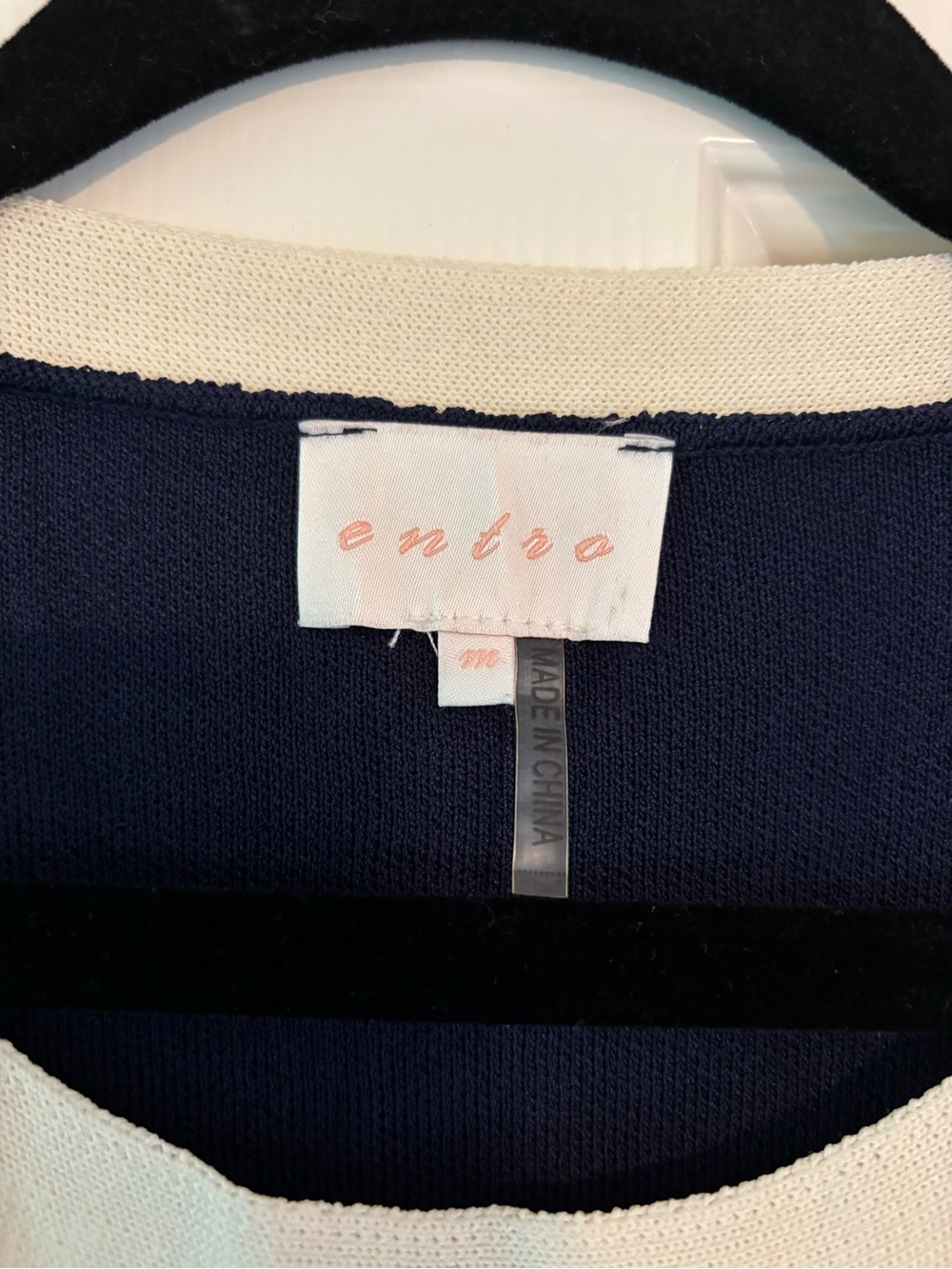 entro Navy and Cream Short Sleeve Mini Dress with Gold Buttons - Picture 2 of 2